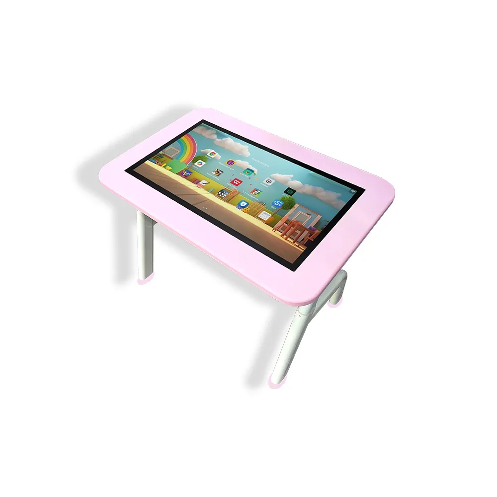 Doctor 32 Inch Adjustable Height and Angle Tempered Glass Kindergarten Touch Screen Interactive Table Desk for Kids Study Games