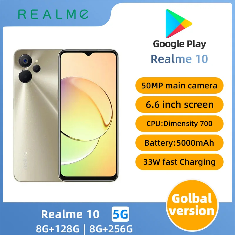 Realme  10 Android 5G Unlocked 6.6 inch 256G All Colours in Good Condition Original used phone