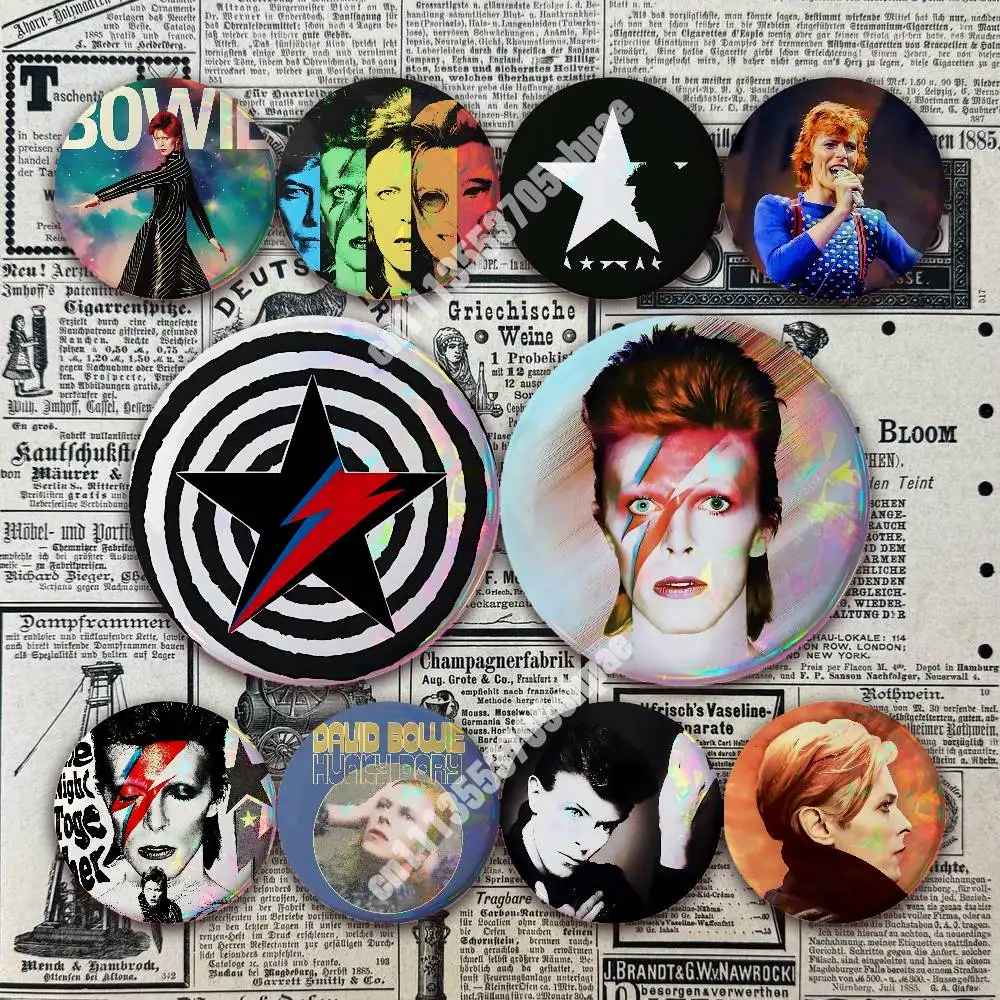 D-David B-Bowie Jazz Rock Singer Pin Badge 2PC Sets for Accessories & Bags & Clothes Metal Button Creative Gift