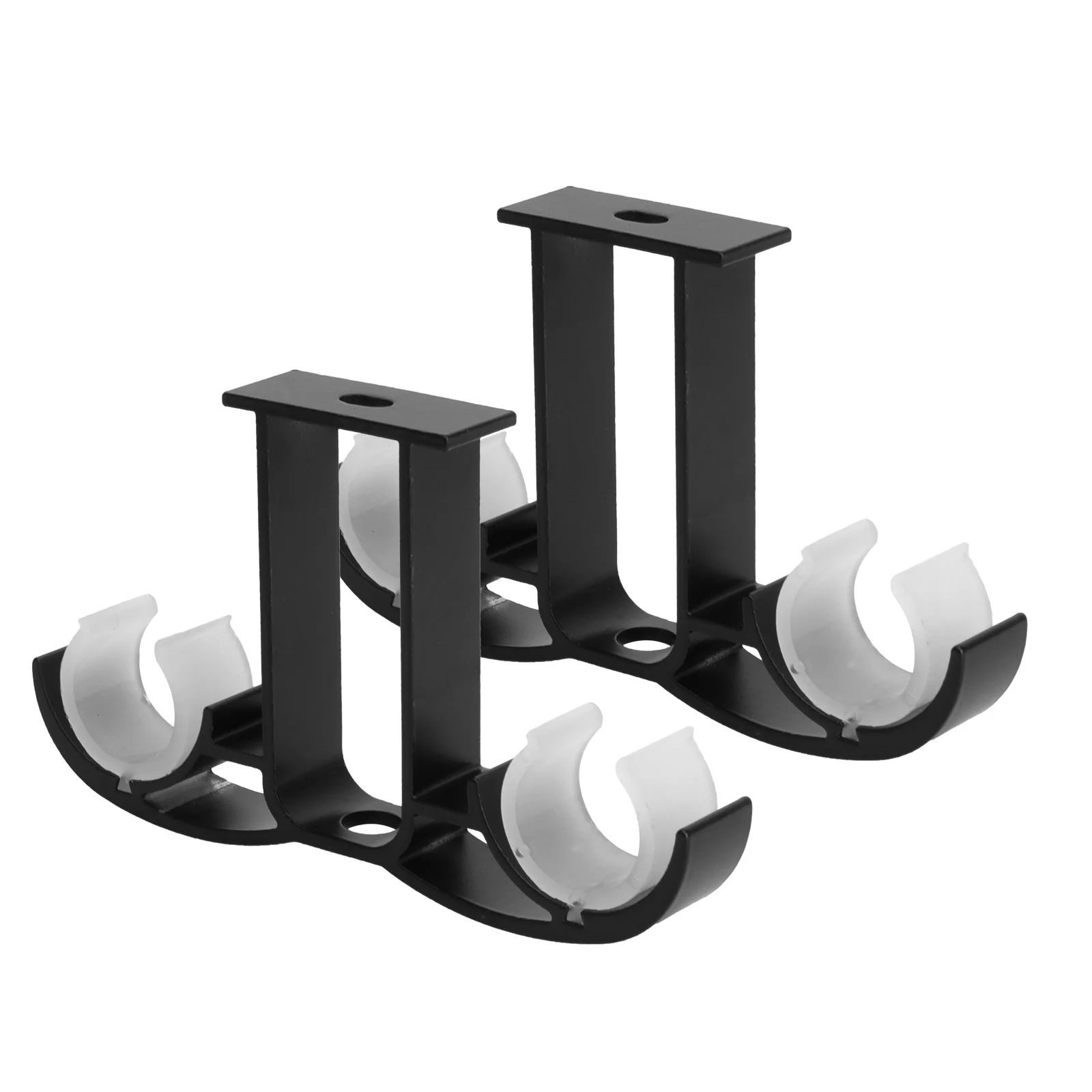 

1Pair Black Double Rod Curtain Rod Bracket Curtain Accessories Fixing Tools for Drapery Drapes Home Decor Window