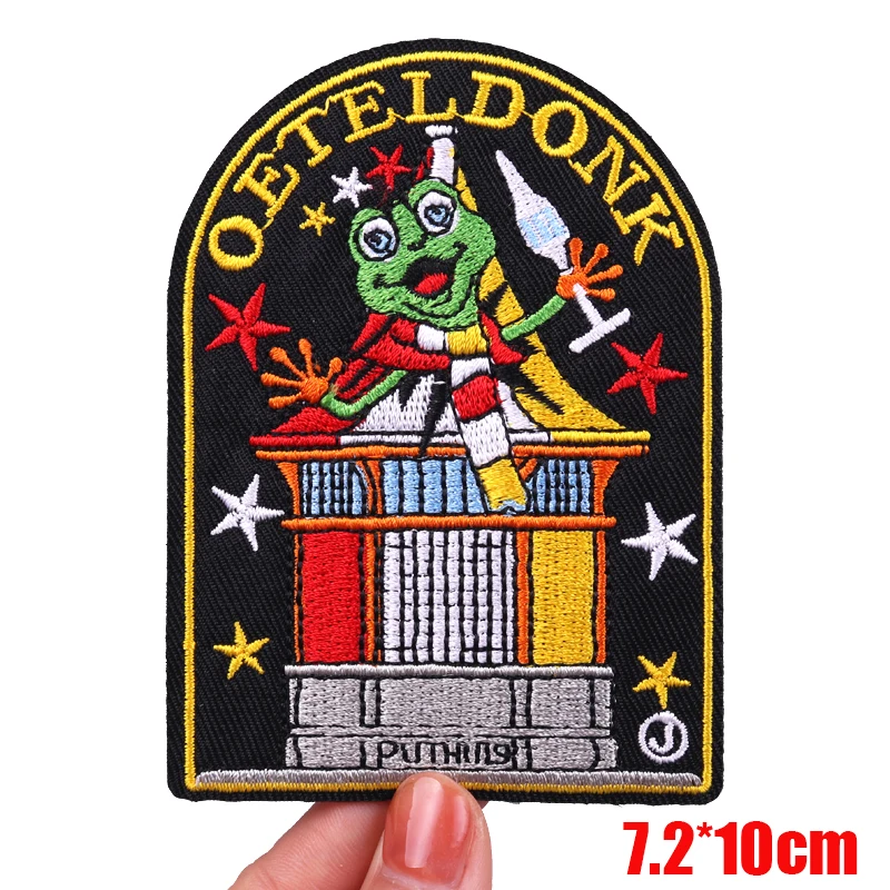 Nederland Oeteldonk embleem geborduurde patches kikker patch Nederland carnaval patches voor kleding uniform DIY opstrijkbare patches