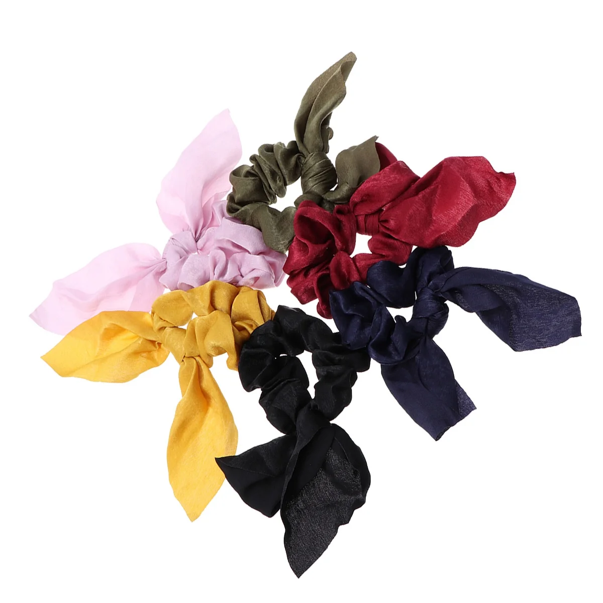 

6 pcs Tassel Ring Styling Bands Colored Scrunchies Cloth Rope Bow Tie Hair Tools Accessories Women Fix Thick Thin Hair Gifts