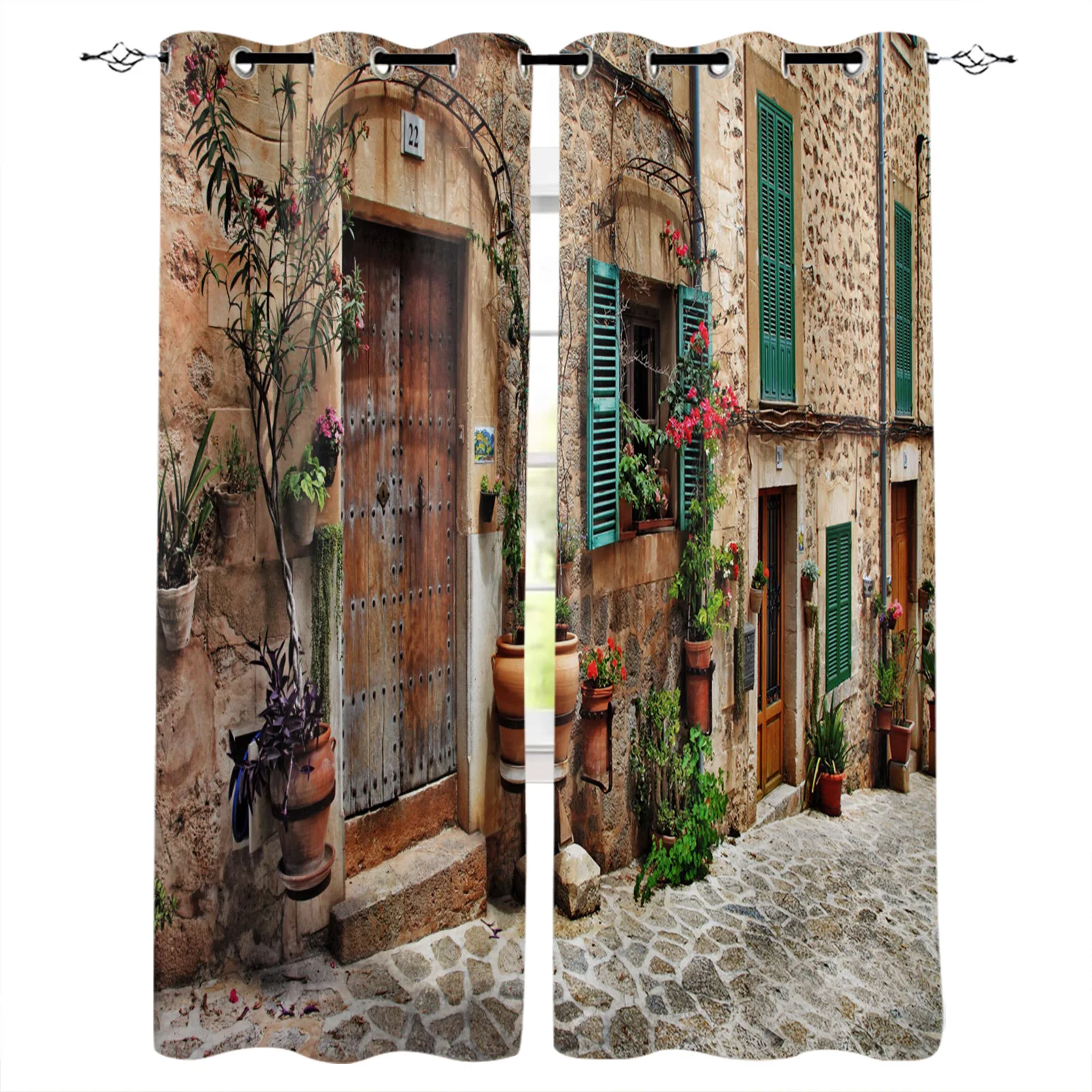 Дверь дома, улица, старые цветы, люверсы, фотоэлемент для гостиной, спальни, кухни, окна, украшение для дома Drapre