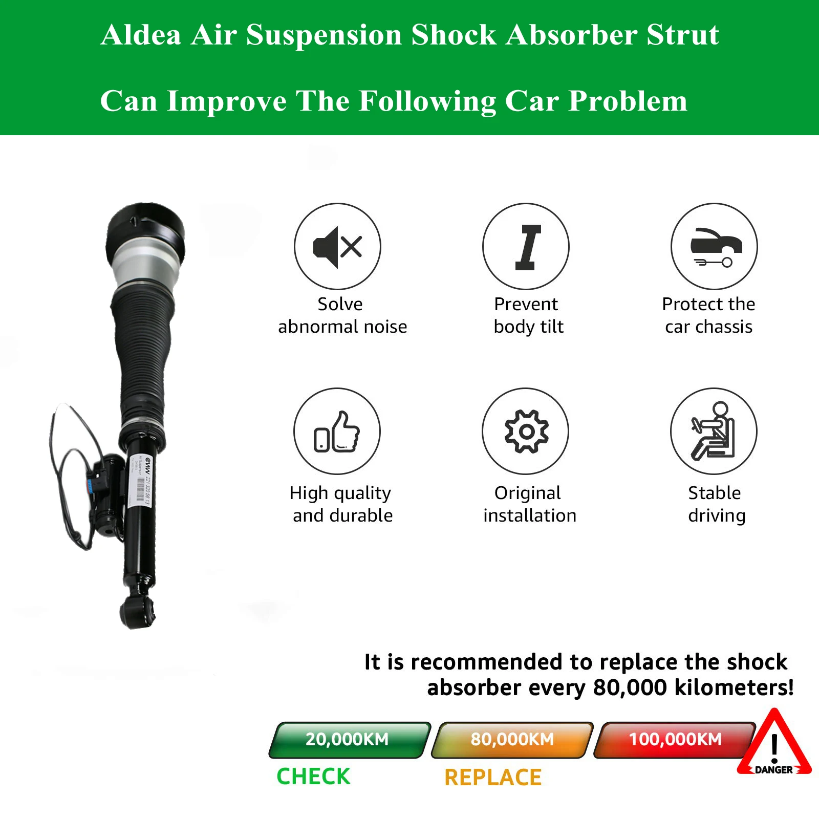 2Pcs Rear Left + Right Air Suspension Shock Absorber Strut For Mercedes-Benz W221 S350 S450 S500 S600 C216 CL550 w/AIRMATIC, ADS