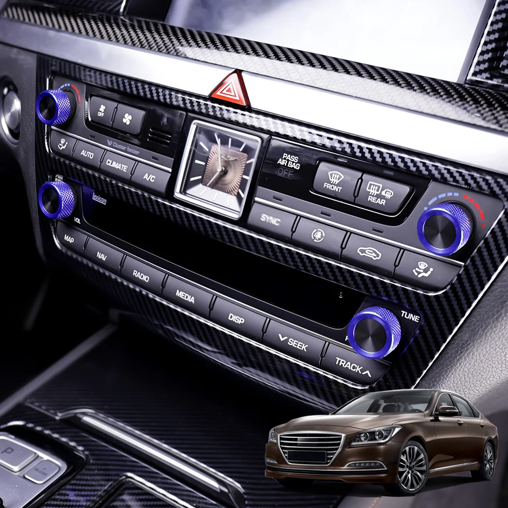 Für Genesis G80 DH 2015-2020 LHD RHD Aluminiumlegierung Klimaanlagen-/Audio-Drehknopf-Ringabdeckung Zierleiste Innenraumzubehör – Detail 5