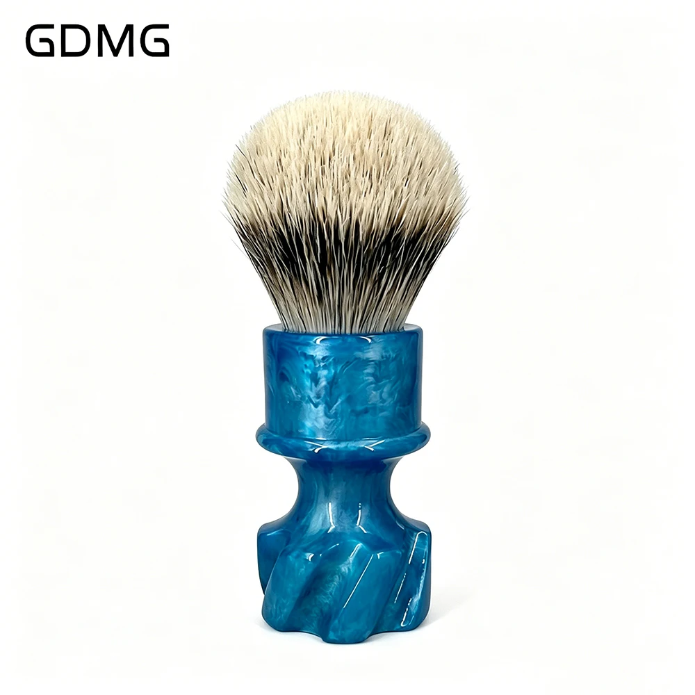 GDMG Shaving Brush - Extra Dense Bristle Pattern with Special Small Base and Vortex Blue Handle