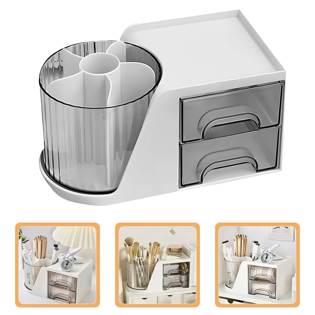 

Drawer Organizer Bins Rotating Pen Holder Storage Box Office Desk Student Utensil