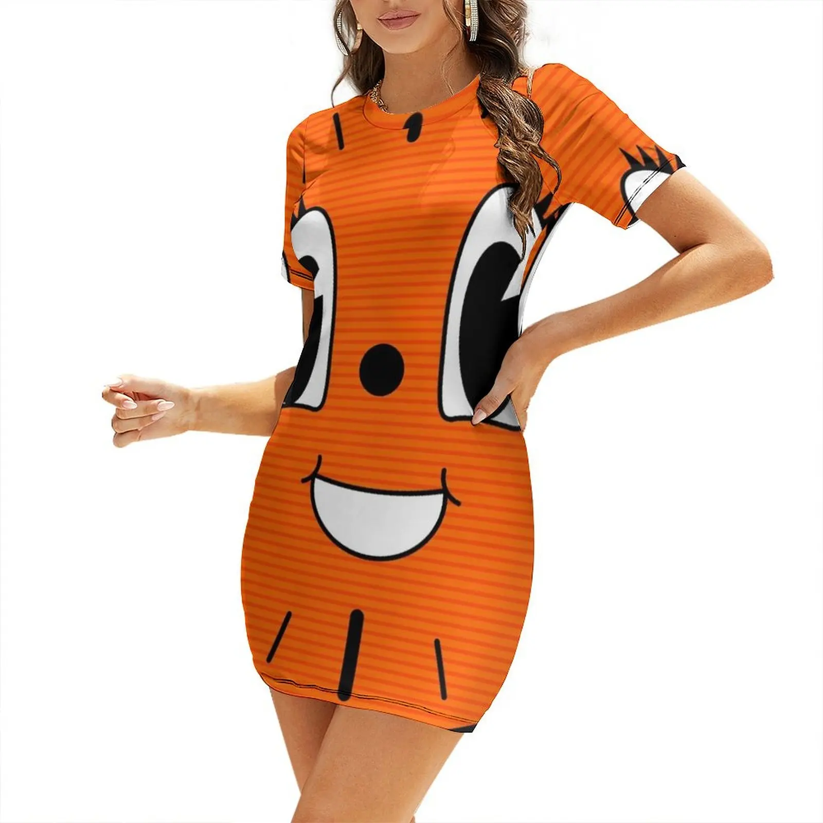 

Miss MINUTES Smile - Orange Screen Effect (Multiverse cartoon evil) Short-Sleeved Dress dresses for prom cute dress