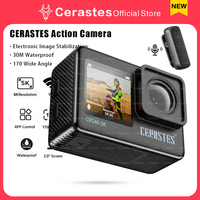 CERASTES Action Camera 5K 4K 60FPS WiFi Anti-shake Dual Screen 170° Wide Angle 30m Waterproof Sport Camera with Remote Control