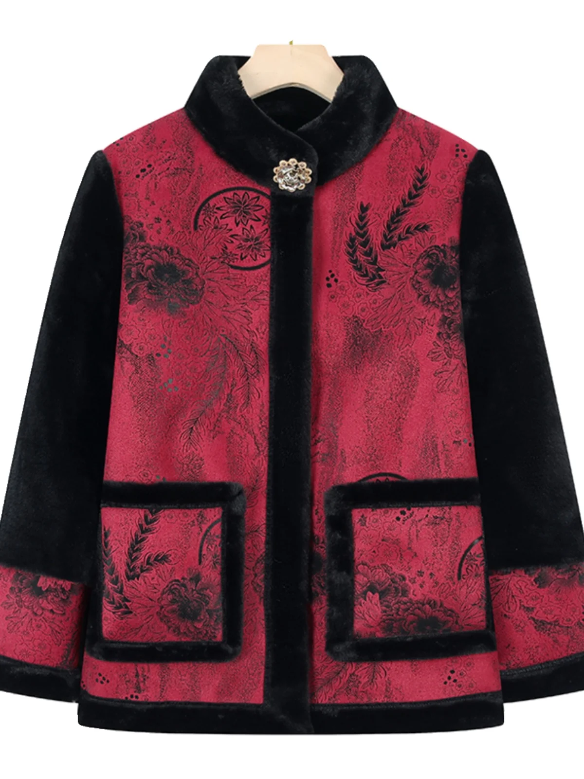 Casaco de Inverno Quilted Quente e Elegante para Mulheres, Casaco de Couro Dupla Face Grande e Fashionável