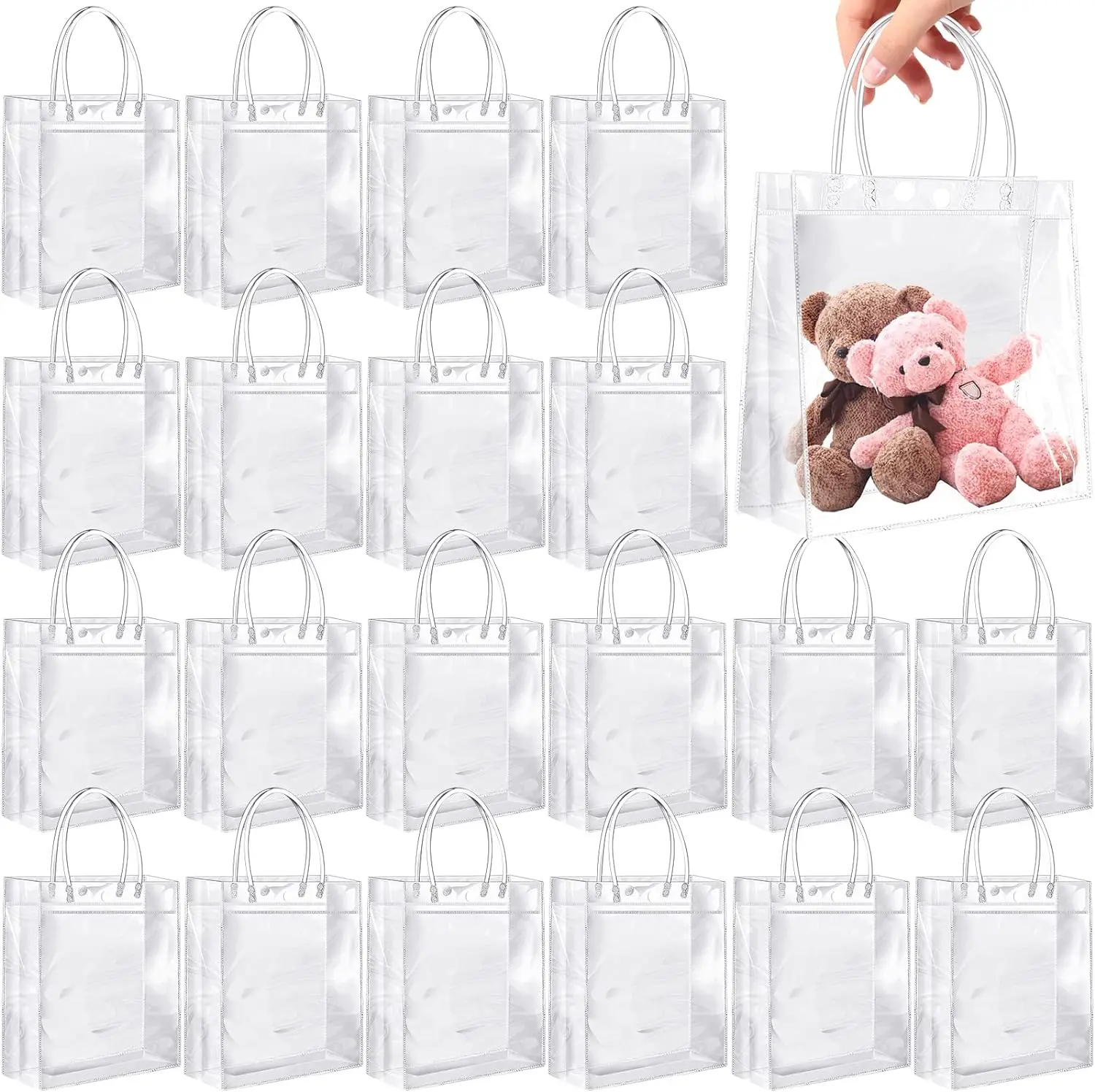 50-200Pcs Wedding Reusable Gift Bags with Handle Clear Plastic Gift Bags Birthday Gift Bag for Guest for Baby Shower Souvenir