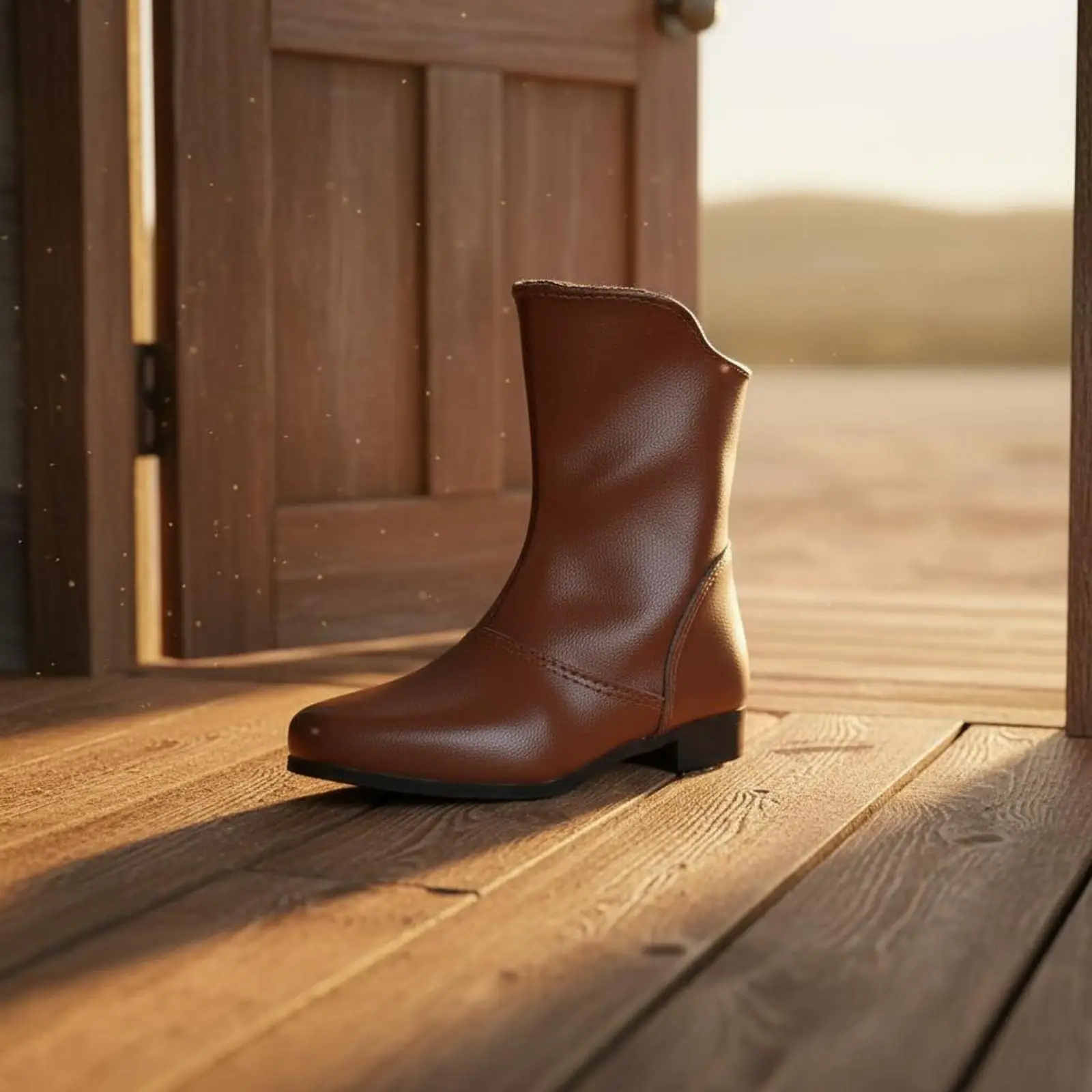 Brown Faux Leather Cowboy Doll Boots for BJD 1/3 Male Action Figure Western Style Mini Ankle Shoes Photography Props