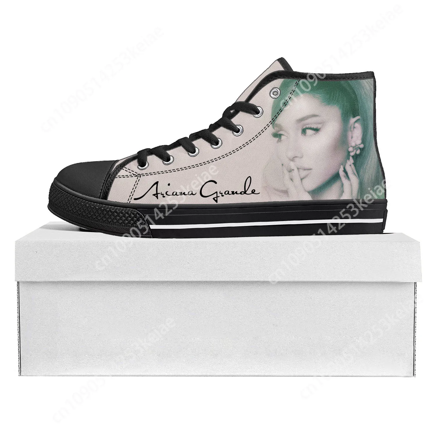 Ariana Grande Singer Cat Pop High Top High Quality Sneakers Mens Womens Teenager Canvas Sneaker Casual Couple Shoes Custom Shoe