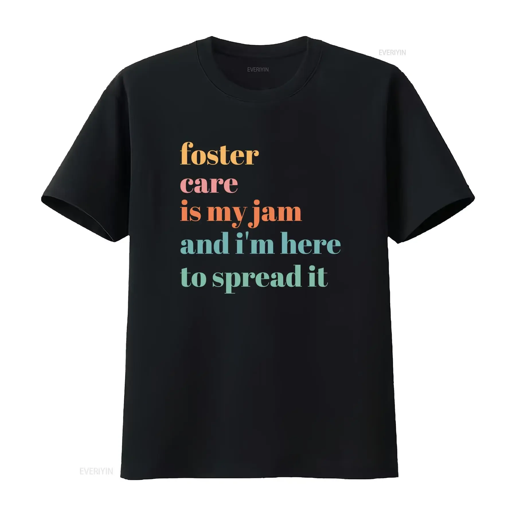 Retro Vintage Foster Care Positive Slogan Print Casual T Shirt vintage Washed Unisex Versatile homme Stylish Soft Slightly