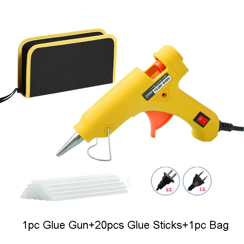 LiTuiLi 20W Hot Melt Glue Gun with Bag Mini Household DIY Guns Thermo Electric Repair Tool Use 20pcs 7mm Glue Sticks