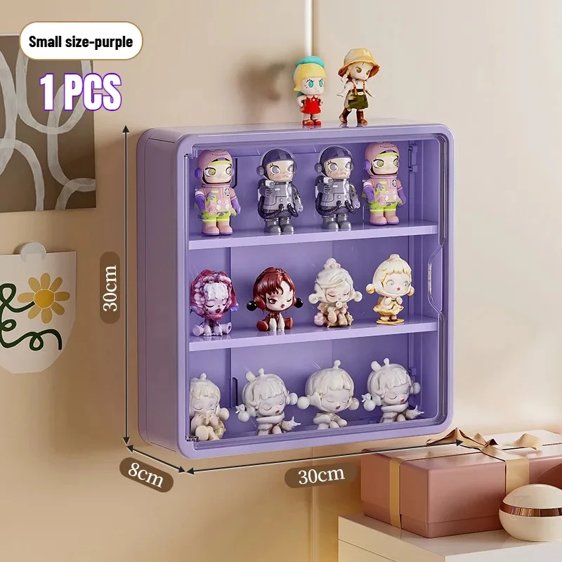 NONE An der Wand montierte Aufbewahrungsbox für Actionfiguren, magnetischer Saugnapf-Display-Rack-Organizer für Blindbox, Spielzeug, staubdichte Puppen-Aufbewahrungsbox 7