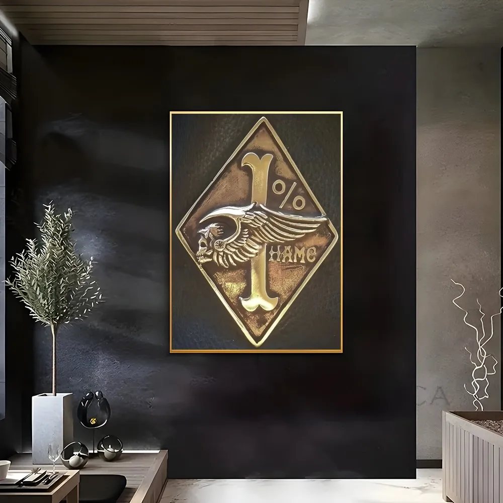 Hells Angels Moto Poster Sticky Wall Art Printing Waterproof Home Living Bed Room Bar Aesthetic Decor