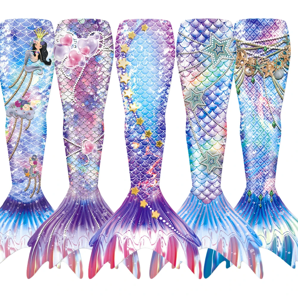 Traje de princesa con cola de sirena para niños de verano, solo cola, traje de baño brillante para playa y piscina para niñas, diversión acuática