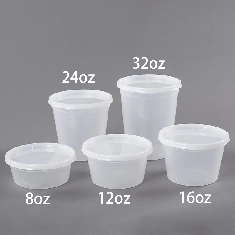24pcs Plastic Deli Food Storage Freezer Containers with Airtight Lids Disposable Clear Togo Jars Bowls for Salad Soup Meal Prep