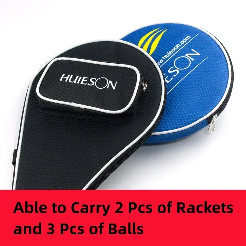 Huieson Double Size Gourd Shape Oxford Cloth Table Tennis Racket Case with Zipper Outer Pouch for 2 Ping Pong Paddle and 3 Balls