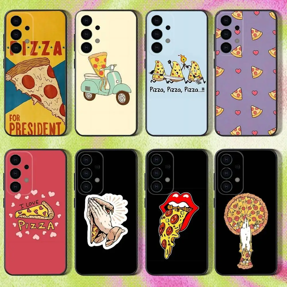 

Phone Case For Samsung S25,S24,S21,S22,S23,S30,Ultra,S20,Plus,Fe,Lite,Note,10,9,5G Delicious cartoon pizza Black Cover