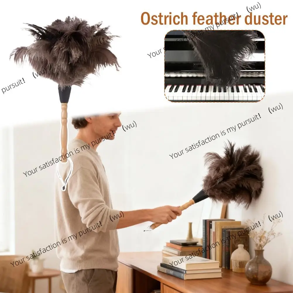 Home Wooden Handle Feather Duster Ostrich Feather Duster Anti-static Dust Removal Feather Fur Brush Duster Home Cleaning Tools view 4