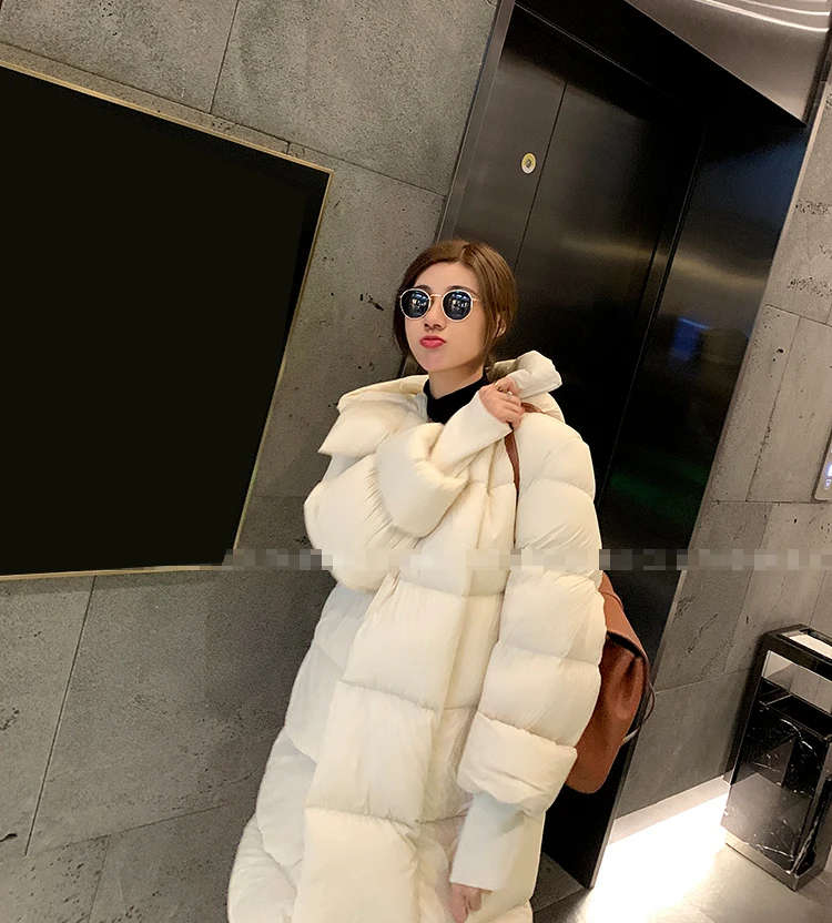 New in 2023 Luxury Feather Duck Down Coats Warm Female Winter Coat Large Quilt Long Thickened Zip Hood Puffer Down Jacket Women