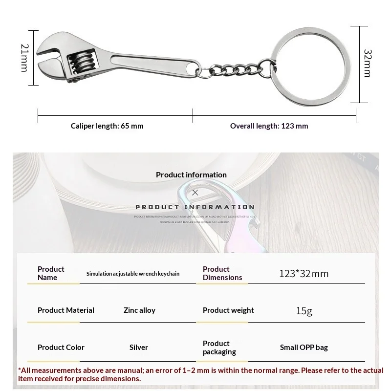 Mini Portable Adjustable Spanner Keychain Wrench Key Ring for Outdoor Emergency Repair Tiny Multitools Metal Keychain