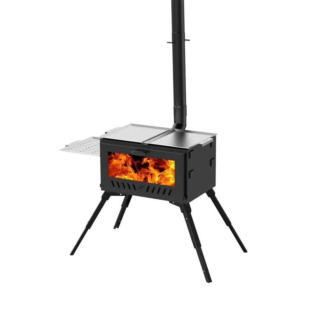 Outdoor Wood Cooking Stove with Oven & Grill Portable Fireplace Cookware