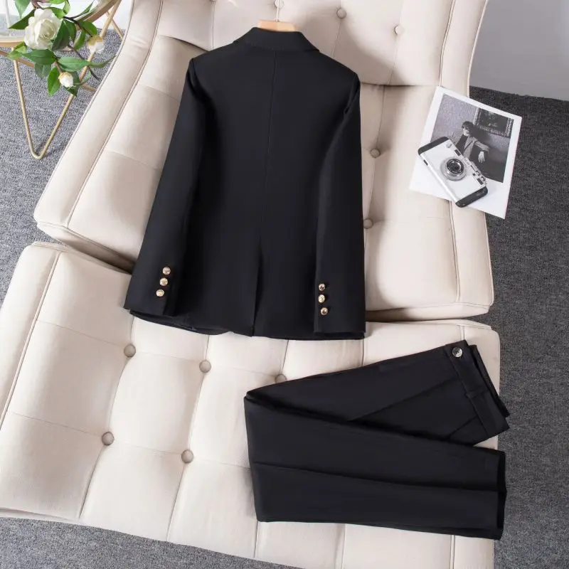 Conjunto de traje negro para mujer, traje de negocios de alto grado, ropa Formal, temperamento, chaqueta ajustada, ropa de trabajo, Primavera, nuevo