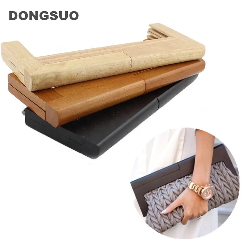 Wooden Handled Clutch Purse Frame 28cm Rectangle natural clutch bag purse wooden frame handle black red brown with screws on