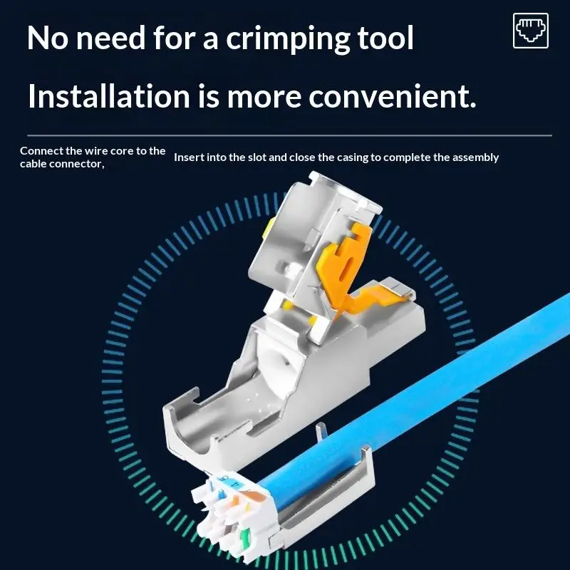 RJ45 Cat8 Cat7 Cat6A Connectors Metal Tool Free Easy Termination Plug 2000MHz 40G LAN Cable 22AWG - 24AWG Reusable Ethernet Plug
