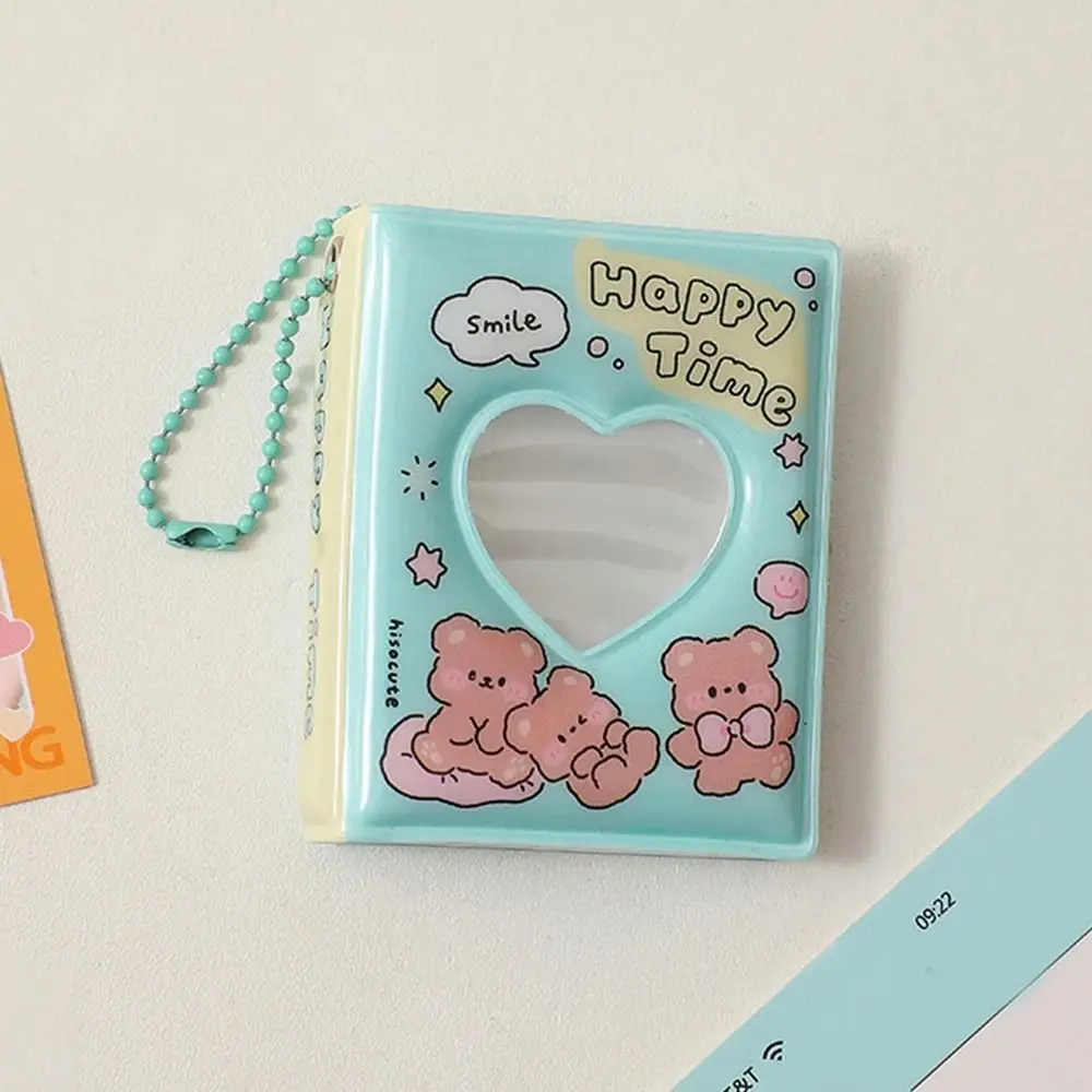 Mini 2 Inch Mini Photo Album Love Heart PVC Photo Album Pendant With Keychain Hollow Photo Card Holder