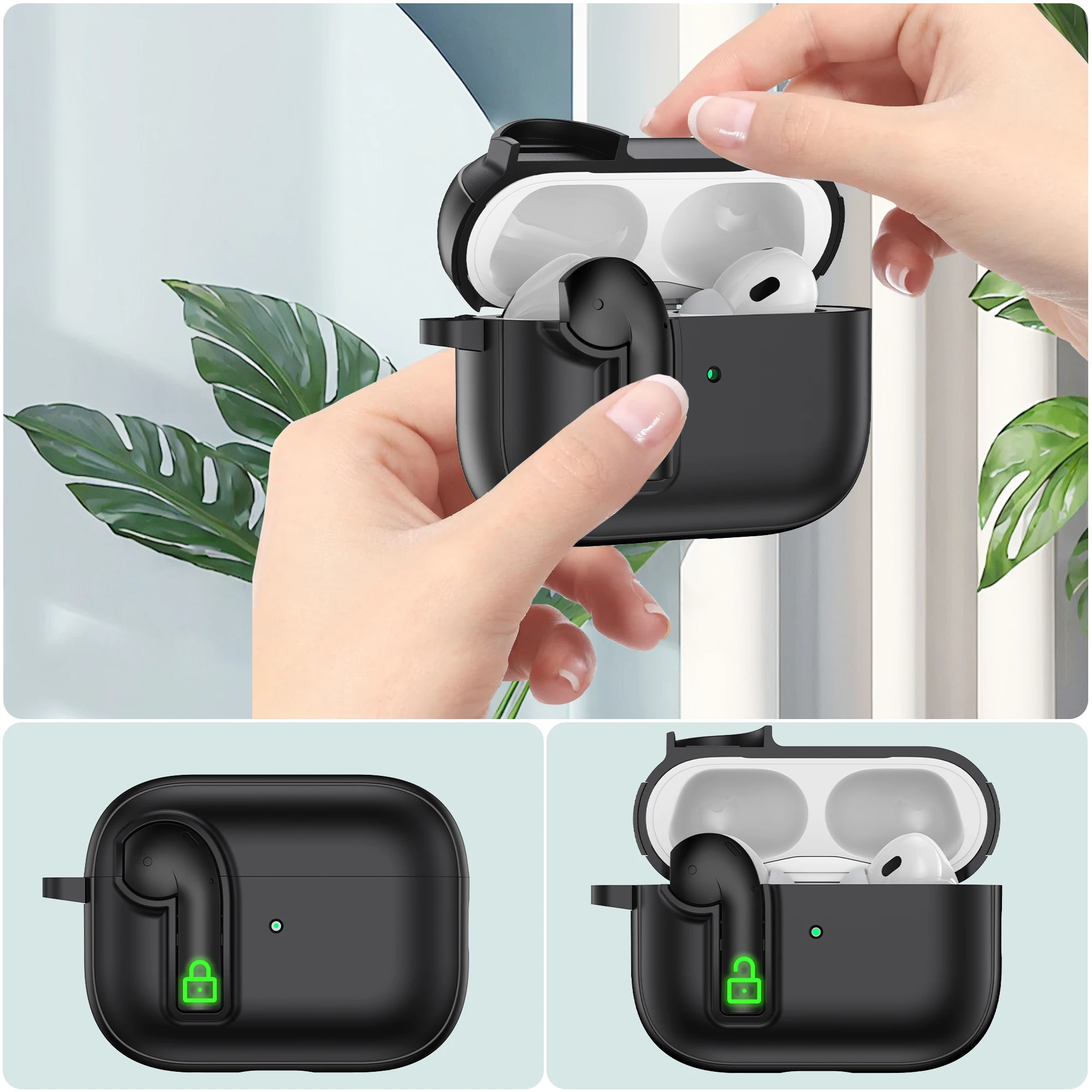 AirPods 4용 섀클 케이스 AirPods Pro 2 3 커버용 이어폰 액세서리 충격 방지 하드 쉘 보호 케이스