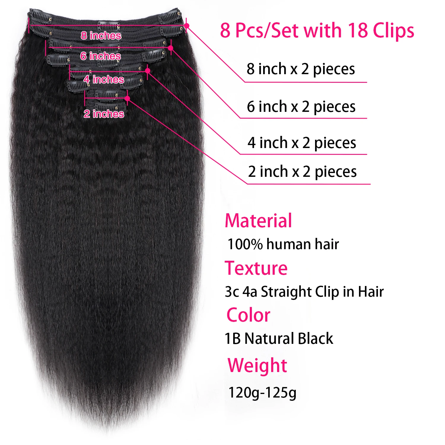 8 قطعة/مجموعة كليب في وصلات الشعر الشعر البشري 120 جرام غريب مستقيم حقيقي البرازيلي كليب في وصلات الشعر شعر ريمي للنساء السود