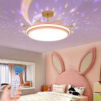 LED Crown Ceiling Chandelier Star And Moon Projection Lamp Pendant Children Boys Girls Bedroom Study Kid's Ceiling Lamp Dimmable