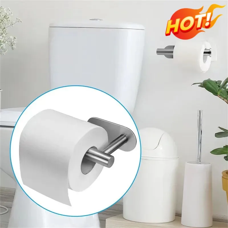 Stainless Steel Paper Towel Holder No Punching Bathroom Toilet Paper Holder Wall Hanging Wall Paper Towel Storage Roll Holder