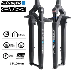 SR SUNTOUR GVX Road Bike Suspension Fork 700C 50mm travel Thru Alex 100x15mm EQ System Tapered off-road Gravel Bicycle Forks