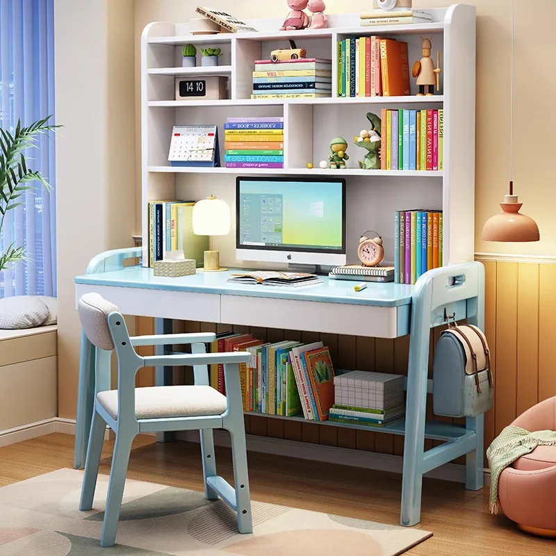초등학생 및 중학생을 위한 어린이 학습 책상 책장 통합형 책상 조절 가능한 높이 침실