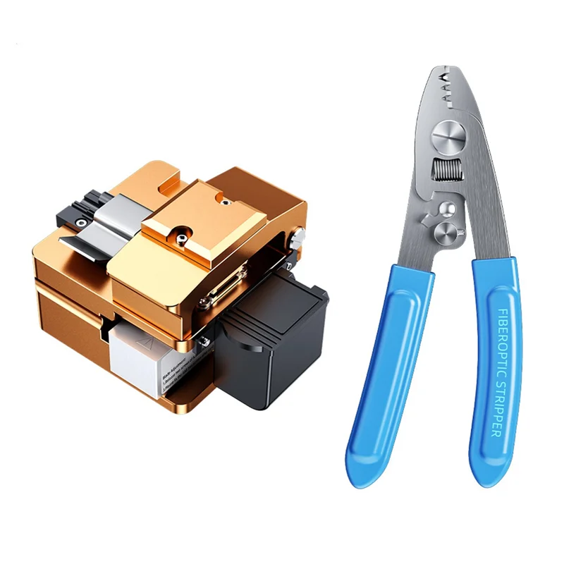 M18K-S09 Fiber Optic Cleaver+Pliers Light Optical Fiber Fusion Splicer Cutter With Dust Bin FTTH Fiber Cold Connection Cutter