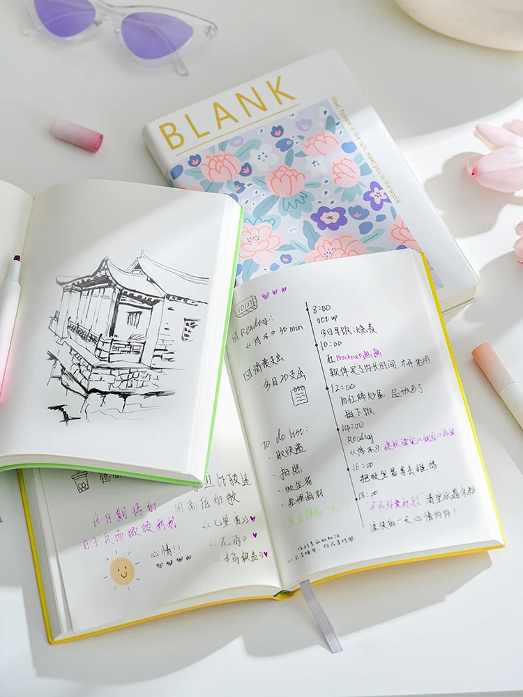 A5 Blanco Notebook Ing Style Planner Notebook Dikker Zacht Lederen Hoes Reizen Klokken Diy Literair En Artistiek Schattig Dagboek