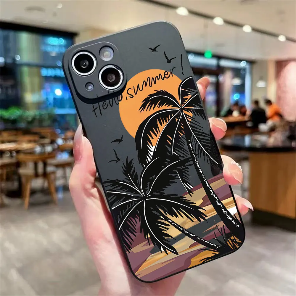 Retro Beach Pattern Phone Case For iPhone 17 16 15 14 13 12 11 Pro XS Max 7 8 6 Plus Mini Air 17e 16e X XR Matte Silicone Cover view 3