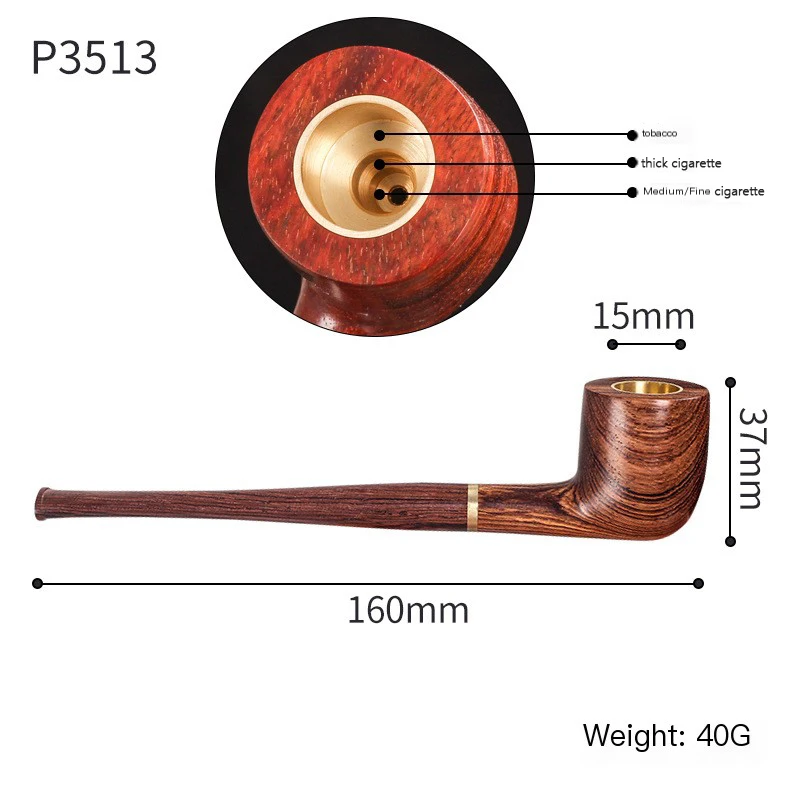 Full Wood Reading Pipe Smoking Hand Tobacco Pipe Long Smoking Pipes Free Type Filtering High Quality