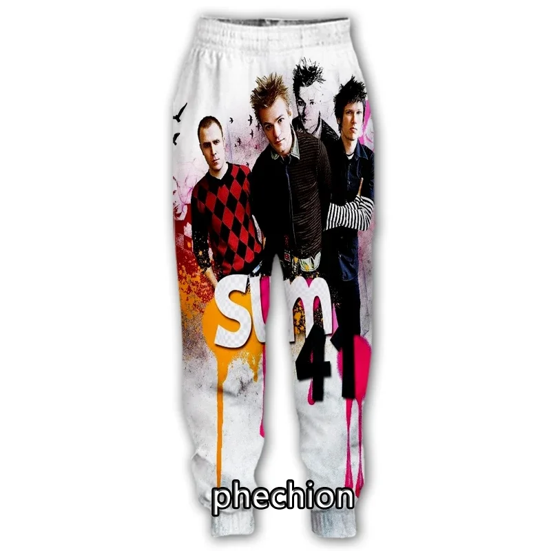 Phechion Nieuwe Mannen/Vrouwen Som 41 Band 3d Print Casual Broek Mode Streetwear Heren Losse Sportieve Lange Broek F345