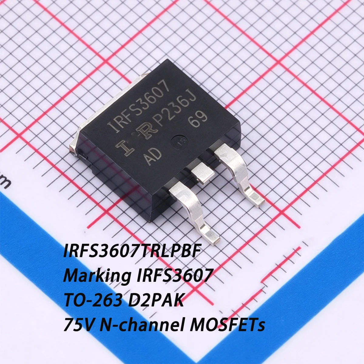 5PCS IRFS3607TRLPBF Marking IRFS3607 TO-263 D2PAK 75V 80A 140W 9mΩ 9mohms N-channel NEW Original Field-Effect Transistor MOSFETs