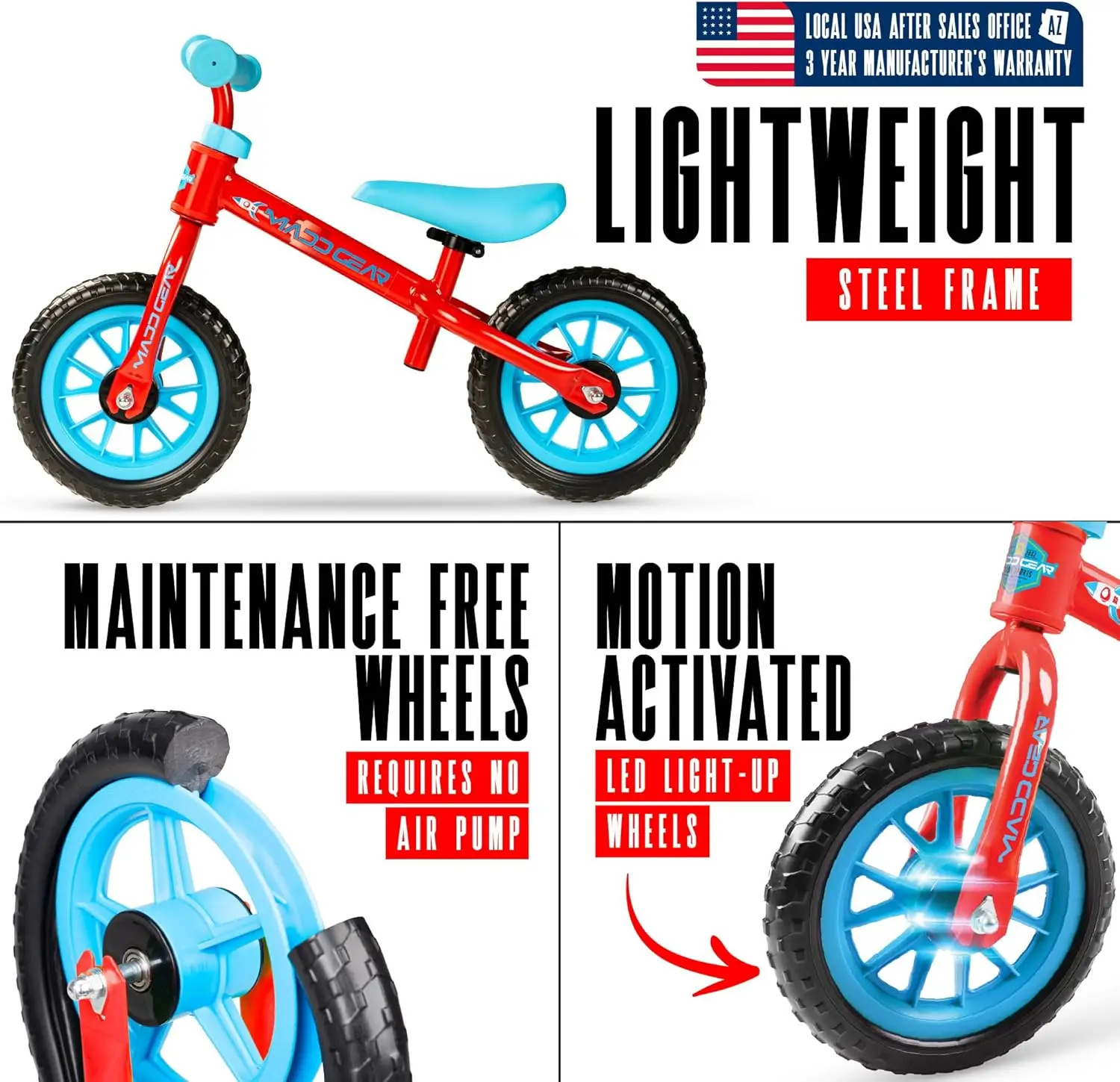 จักรยานทรงตัวสำหรับเด็กวัยหัดเดิน-18เดือนถึง4ปี-ไม่มีแป้นเหยียบน้ำหนักเบาสำหรับฝึกจักรยาน-ปรับที่นั่งได้และการบำรุงรักษาฟรี