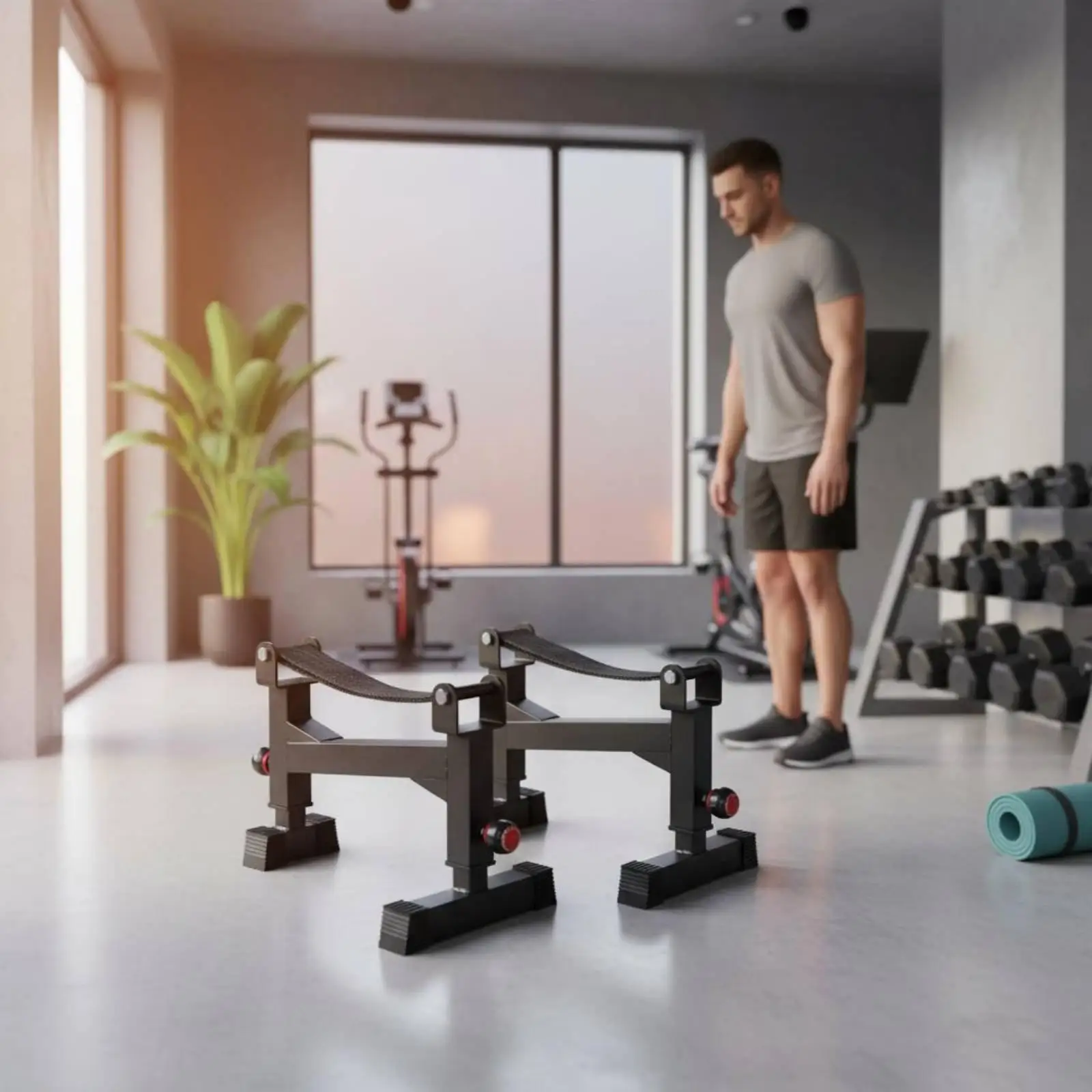 Picture 4: Adjustable Gym Support Frame Sturdy Steel Rack Pull Blocks 200kg Capacity for Strength Training