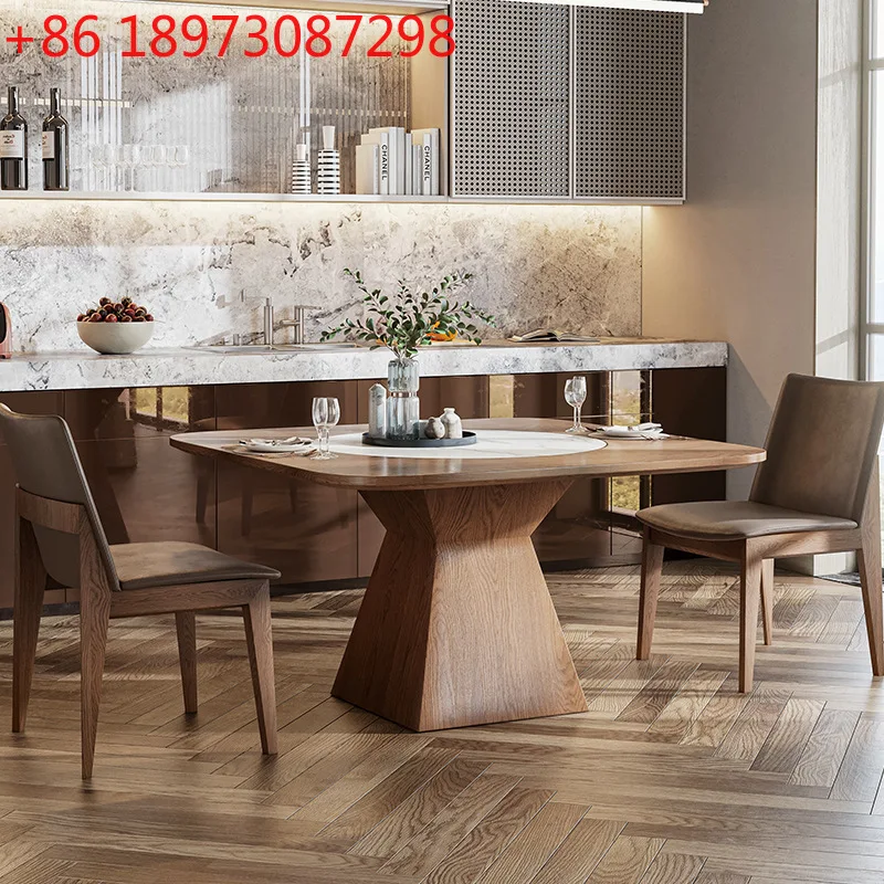 

Обеденный стол из массива дерева со встроенным поворотным столом для домашнего деревянного обеденного стола