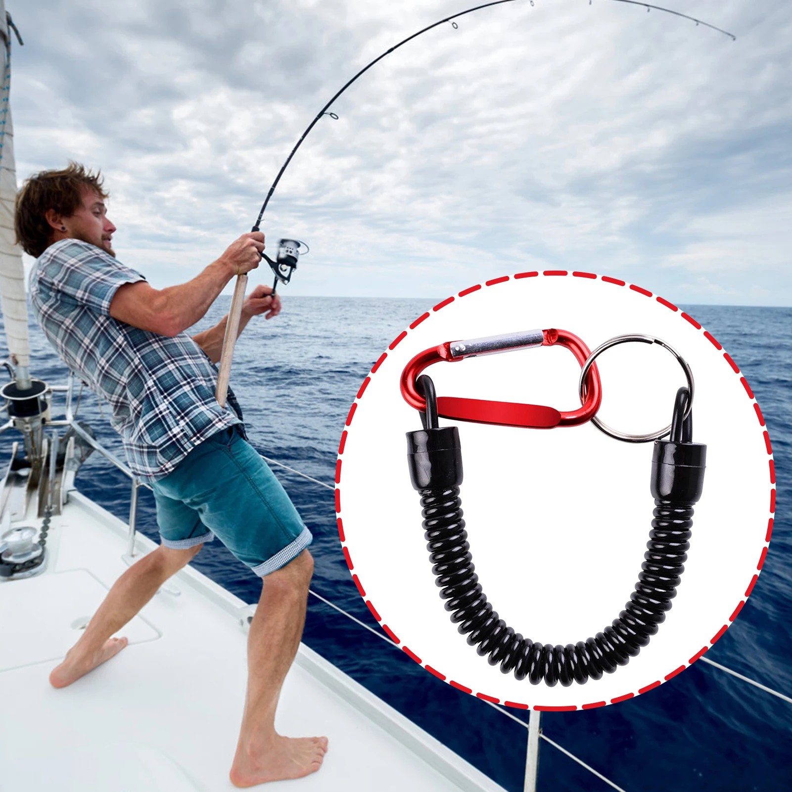 Flexible Fishing Lanyards Fishing Boating Tools Retractable Coiled Tether for Urgent Stop Button