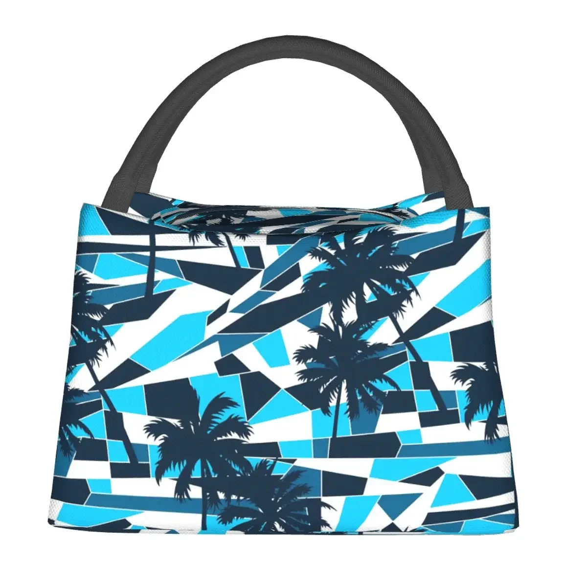 

Abstract Palm Trees Lunch Bag Plant Print Portable Zipper Lunch Box Travel Cooler Bag Leisure Waterproof Thermal Tote Handbags